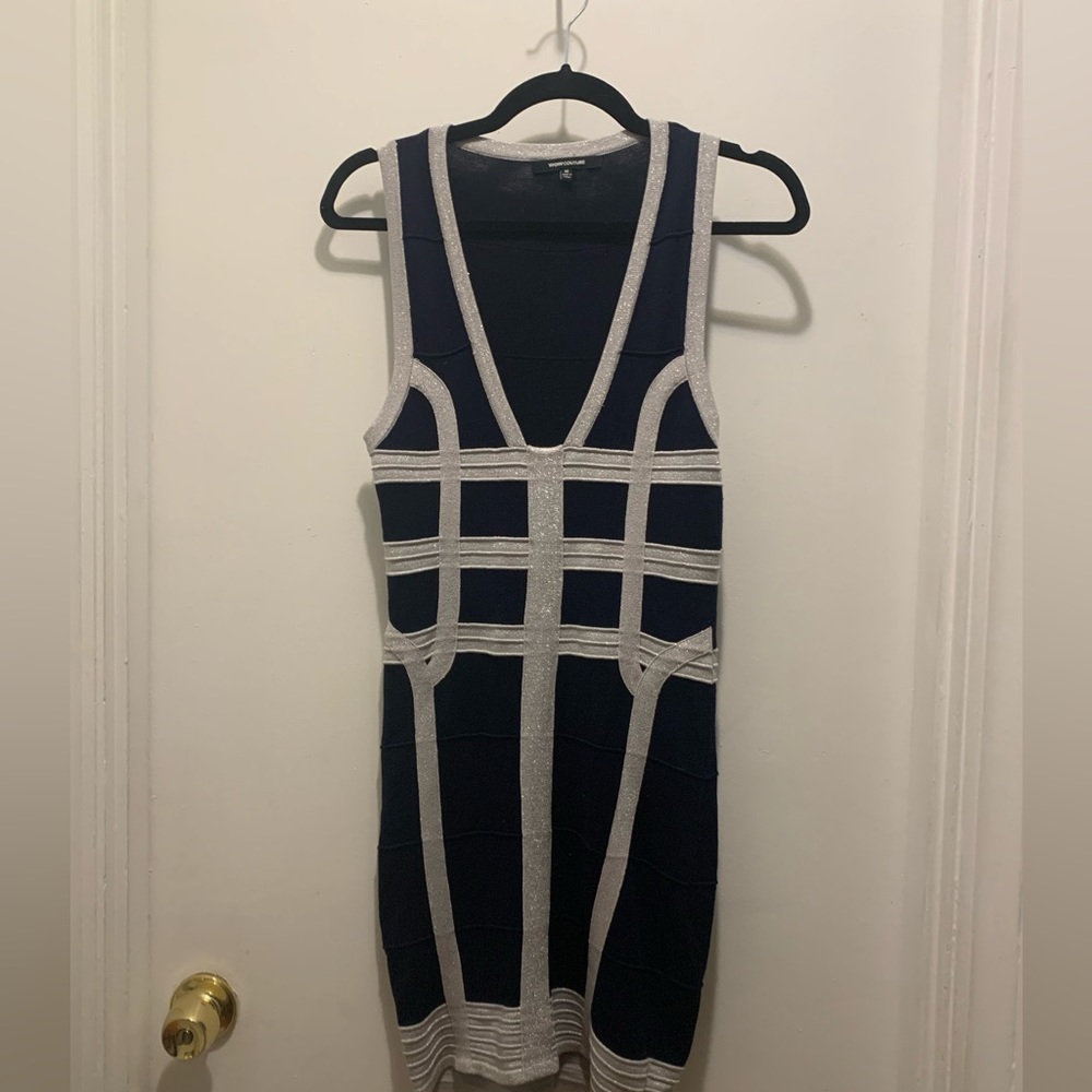 Navy/Silver Bandage Dress